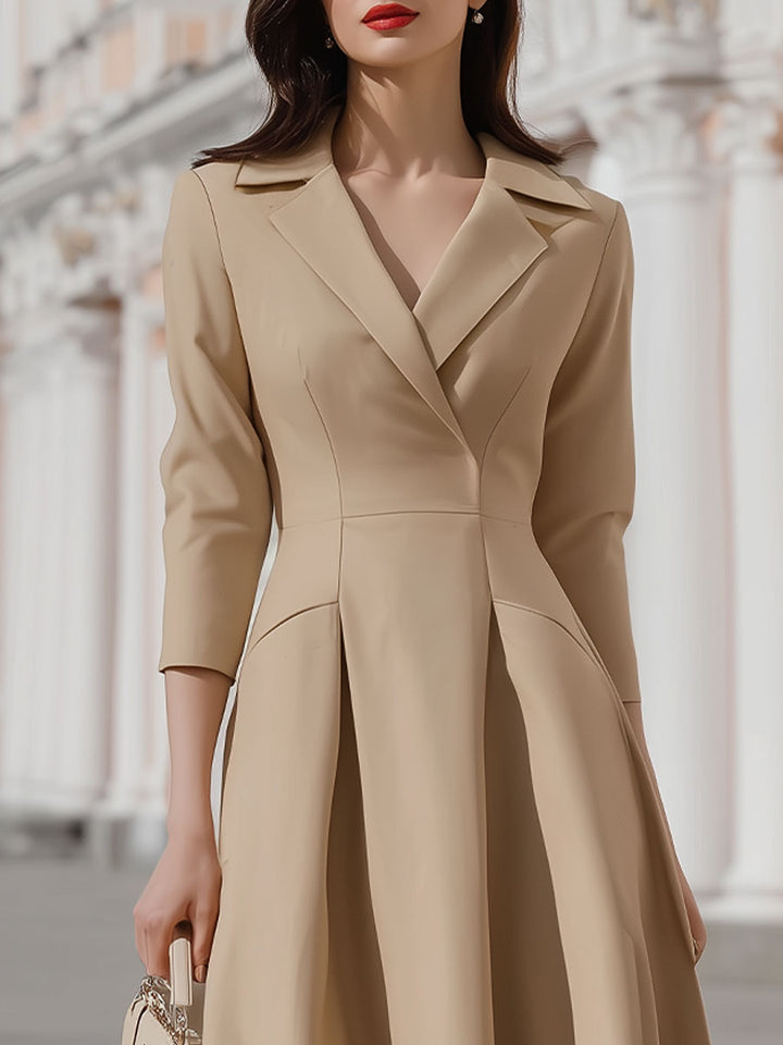 Olivia Bennet | Beige Blazer-Style Midi Dress