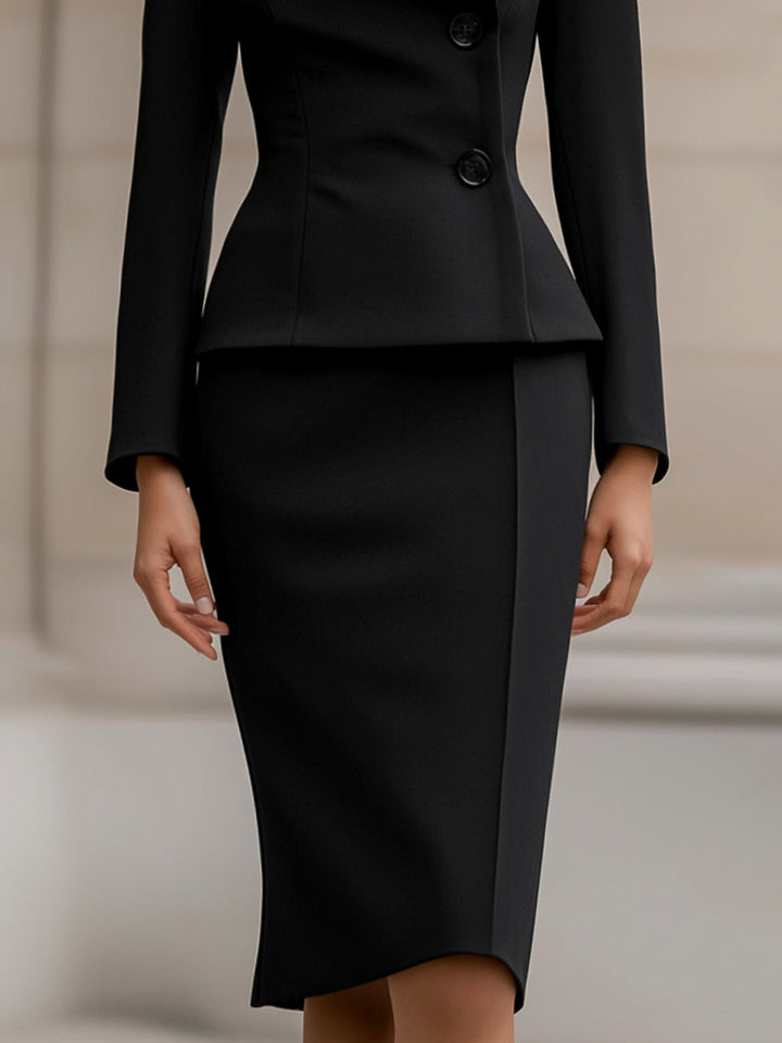 Olivia Bennet | Elegant Two-Piece Suit With Tailored Blazer And Pencil Skirt
