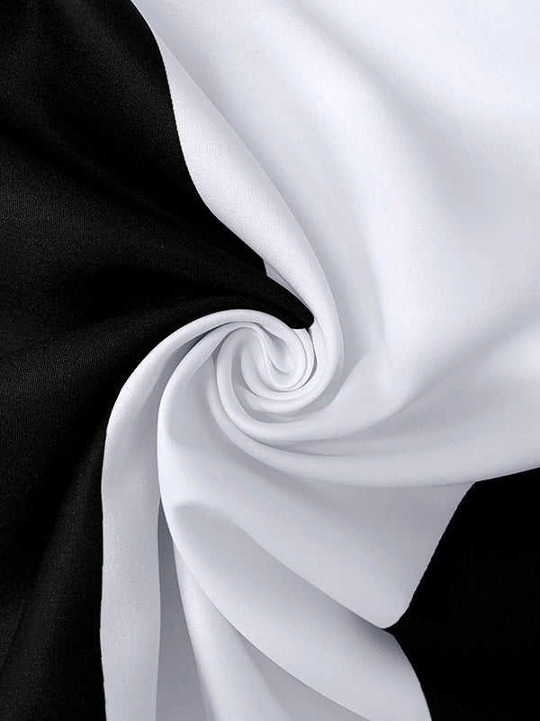 Olivia Bennet | A-Line High Waisted Contrast Color Pleated Pockets Round-Neck Maxi Dresses