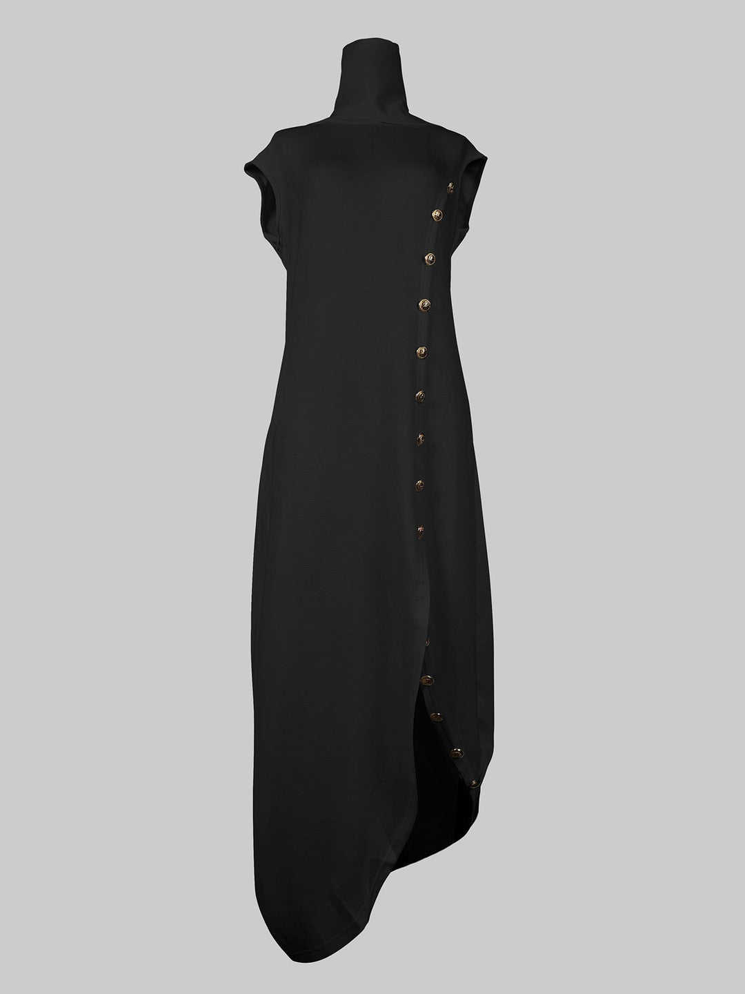 Olivia Bennet | Loose Sleeveless Solid Color Split-side Shawl Collar Maxi Dresses