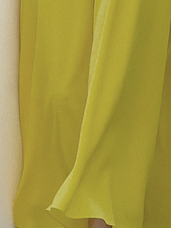 Olivia Bennet | Loose Short Sleeves Pleated Solid Color Split-Joint Round-Neck Evening Dresses Midi Dresses