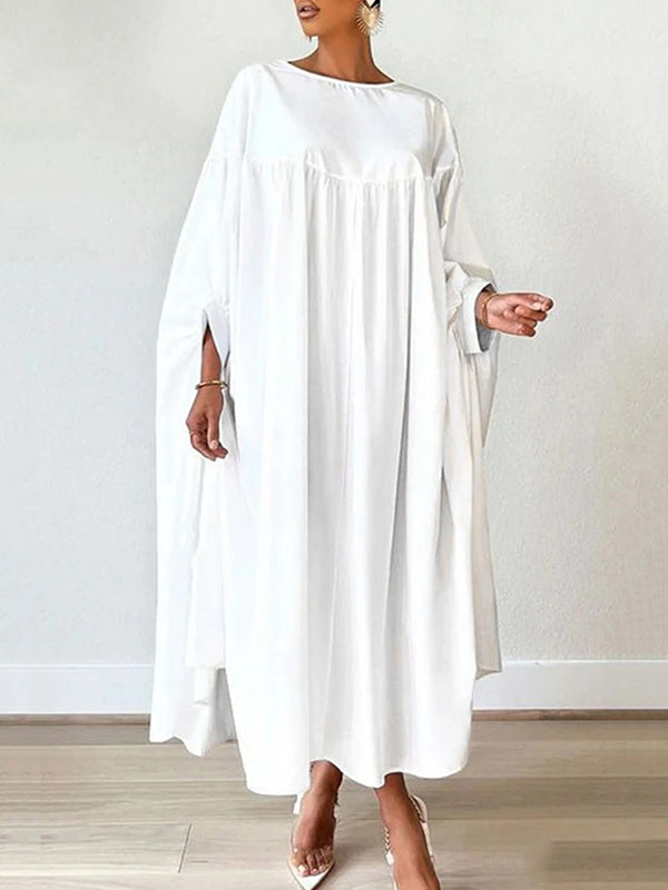 Olivia Bennet | Batwing Sleeves Long Sleeves Solid Color Round-Neck Maxi Dresses