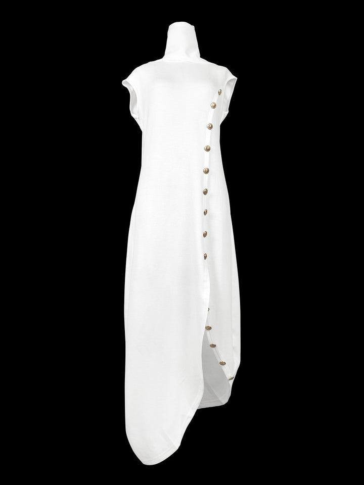 Olivia Bennet | Loose Sleeveless Solid Color Split-side Shawl Collar Maxi Dresses