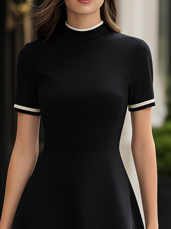Olivia Bennet | Contrast-Trim Fit-and-Flare Mini Dress