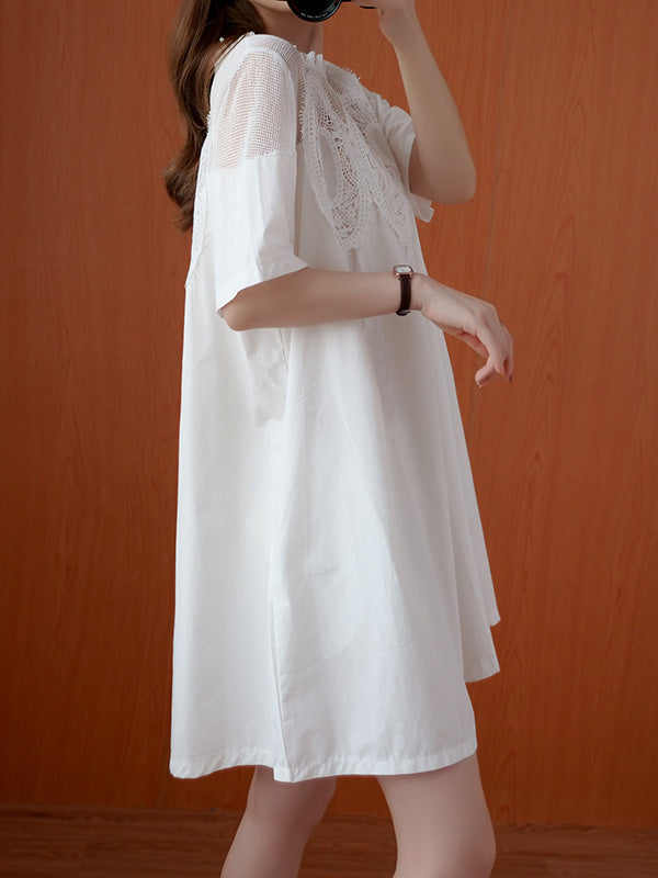 Olivia Bennet | Original Solid Lace Split-Side Short Sleeve A-Line Mini Dress