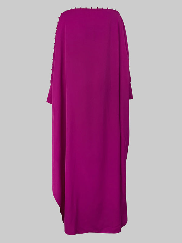 Olivia Bennet | H-Line Loose Buttoned Solid Color Maxi Dresses