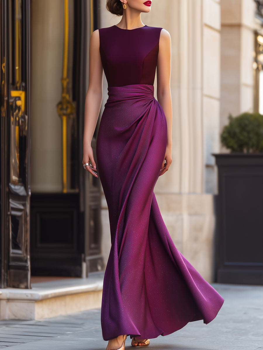 Olivia Bennet | Ruched Waist Sleeveless Elegant Maxi Dress