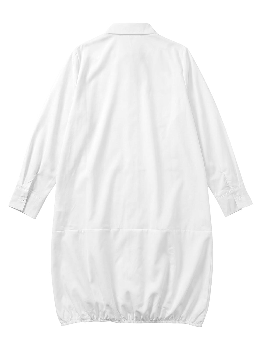 Olivia Bennet | Long Sleeves Loose Solid Color Lapel Collar Midi Dresses Shirt Dress