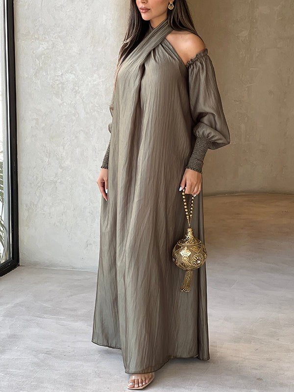 Olivia Bennet | Loose Solid Color Long Sleeves Maxi Dresses