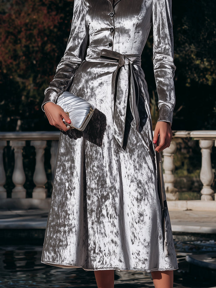 Olivia Bennet | Button-Front Belted Midi Coat Dress