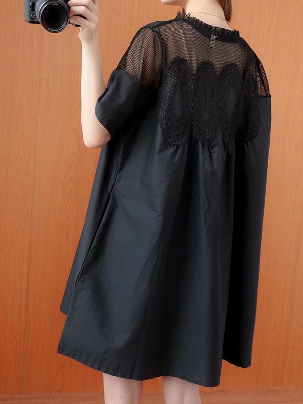 Olivia Bennet | Original Solid Lace Split-Side Short Sleeve A-Line Mini Dress