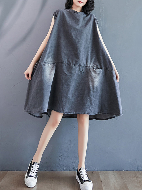 Olivia Bennet | Original Split-Joint With Pocket Denim Dress