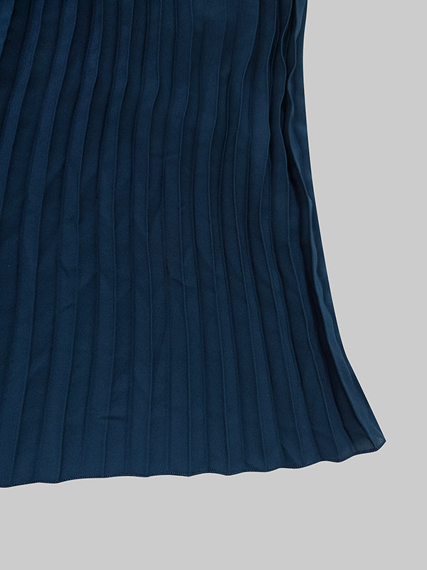 Olivia Bennet | Loose Gauze Pleated Solid Color Tiered Off-The-Shoulder Evening Dresses Maxi Dresses