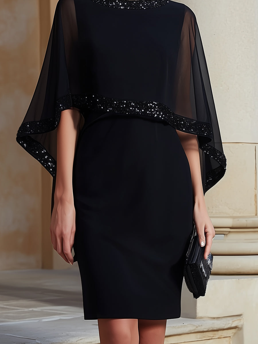 Olivia Bennet | Embellished Cape-Sleeve Sheath Dress