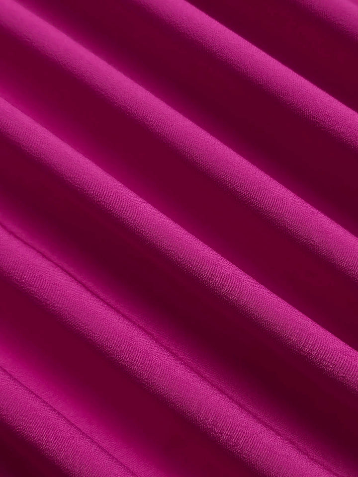 Olivia Bennet | Long Sleeves Loose Pleated Solid Color Split-Joint Tiered Round-Neck Maxi Dresses