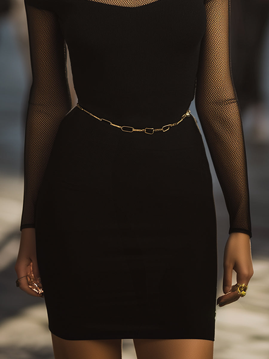 Olivia Bennet | Slim-Fit Mesh-Panel Stretch Jersey Dress