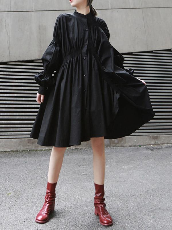 Olivia Bennet | Loose Original Designed Irregular Puff Shirt Dress