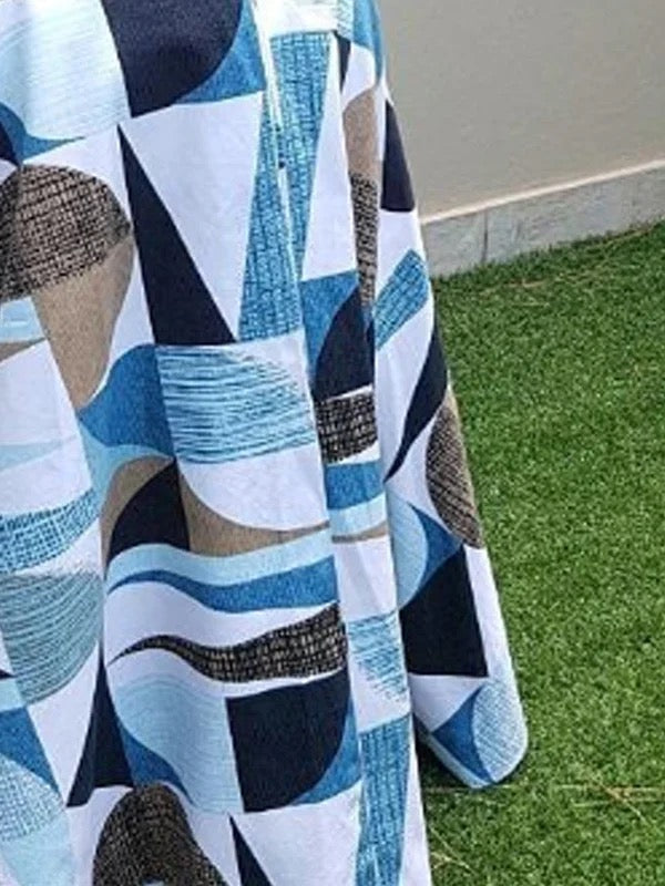 Olivia Bennet | A-Line High Waisted Contrast Color Pleated Pockets Round-Neck Maxi Dresses