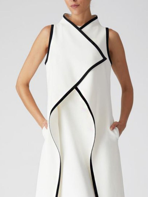 Olivia Bennet | False Two Sleeveless Solid Color Midi Dresses