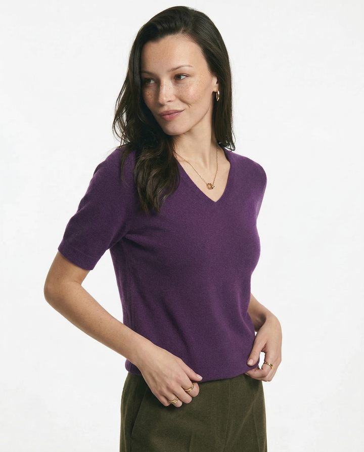 Olivia Bennet | V-Neck Knit Top for Women in Natural Color