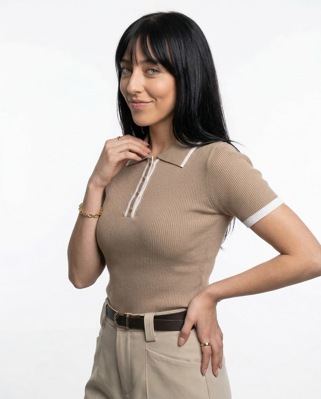 Olivia Bennet | Cotton Polo for Women in Classic Fit, White