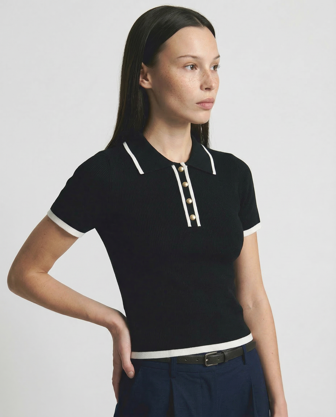 Olivia Bennet | Cotton Polo for Women in Classic Fit, White
