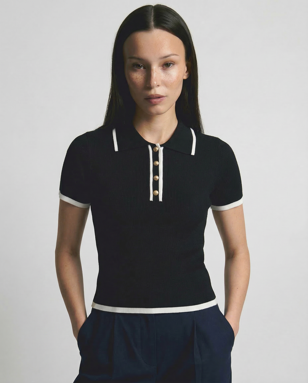 Olivia Bennet | Cotton Polo for Women in Classic Fit, White
