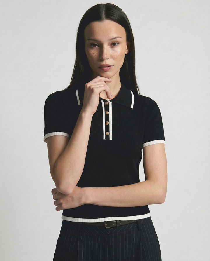 Olivia Bennet | Cotton Polo for Women in Classic Fit, White