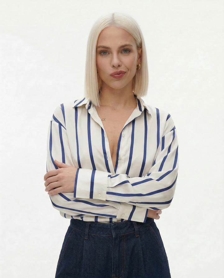 Olivia Bennet | Satin Stripe Shirt for Women