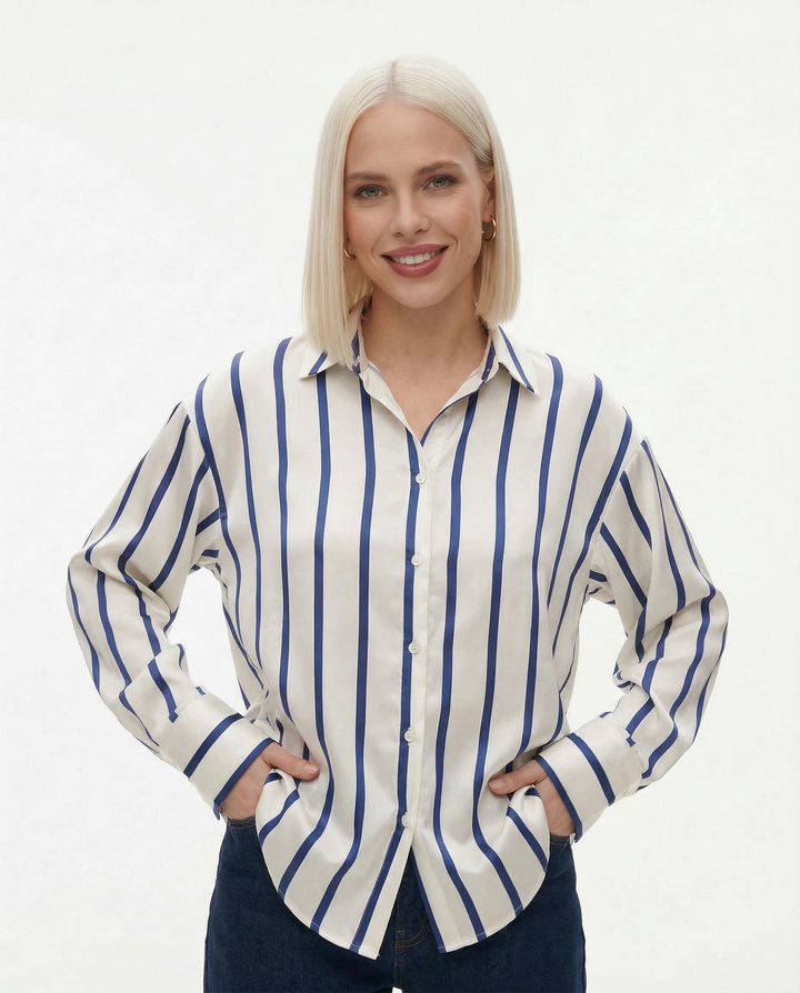 Olivia Bennet | Satin Stripe Shirt for Women