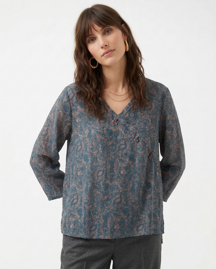 Olivia Bennet | Crosswrap Blouse for Women in Natural Fabric