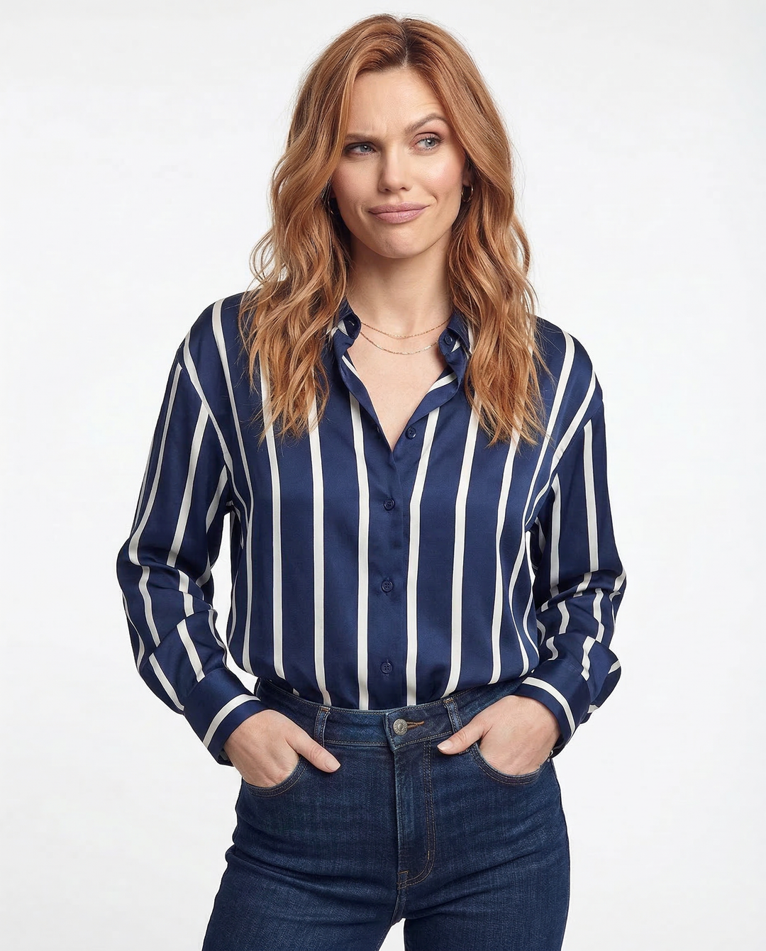 Olivia Bennet | Stripe Satin Blouse for Women