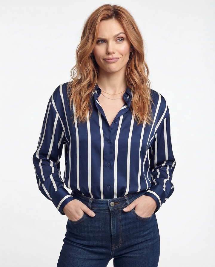 Olivia Bennet | Stripe Satin Blouse for Women