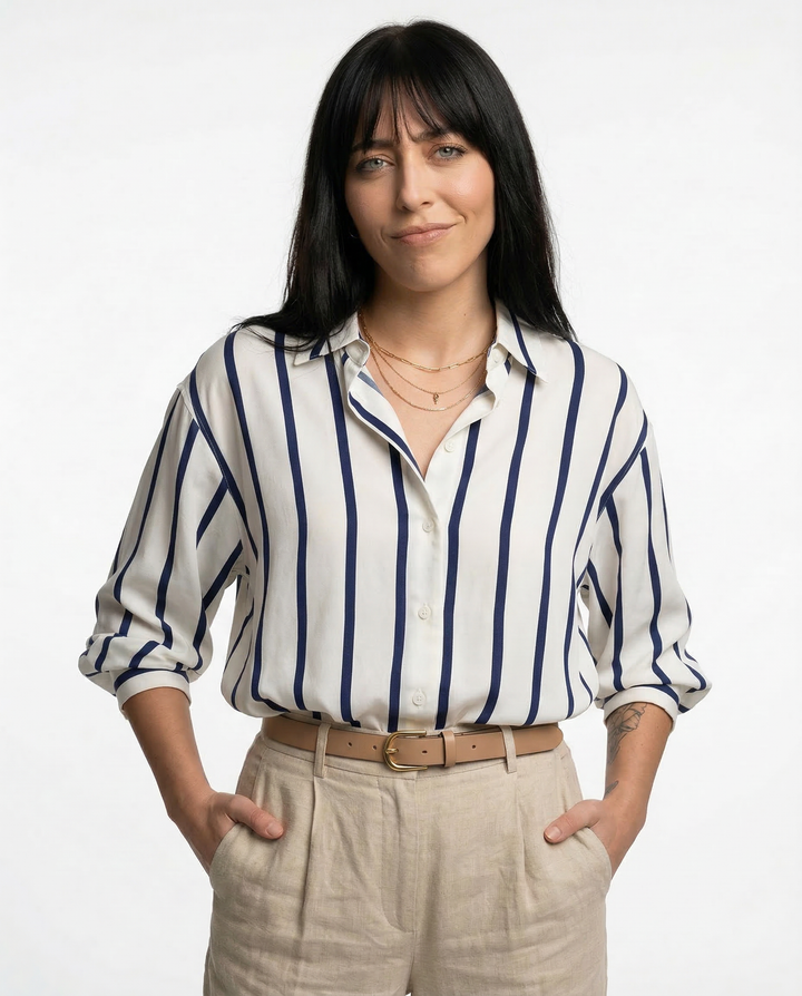 Olivia Bennet | Stripe Satin Blouse for Women