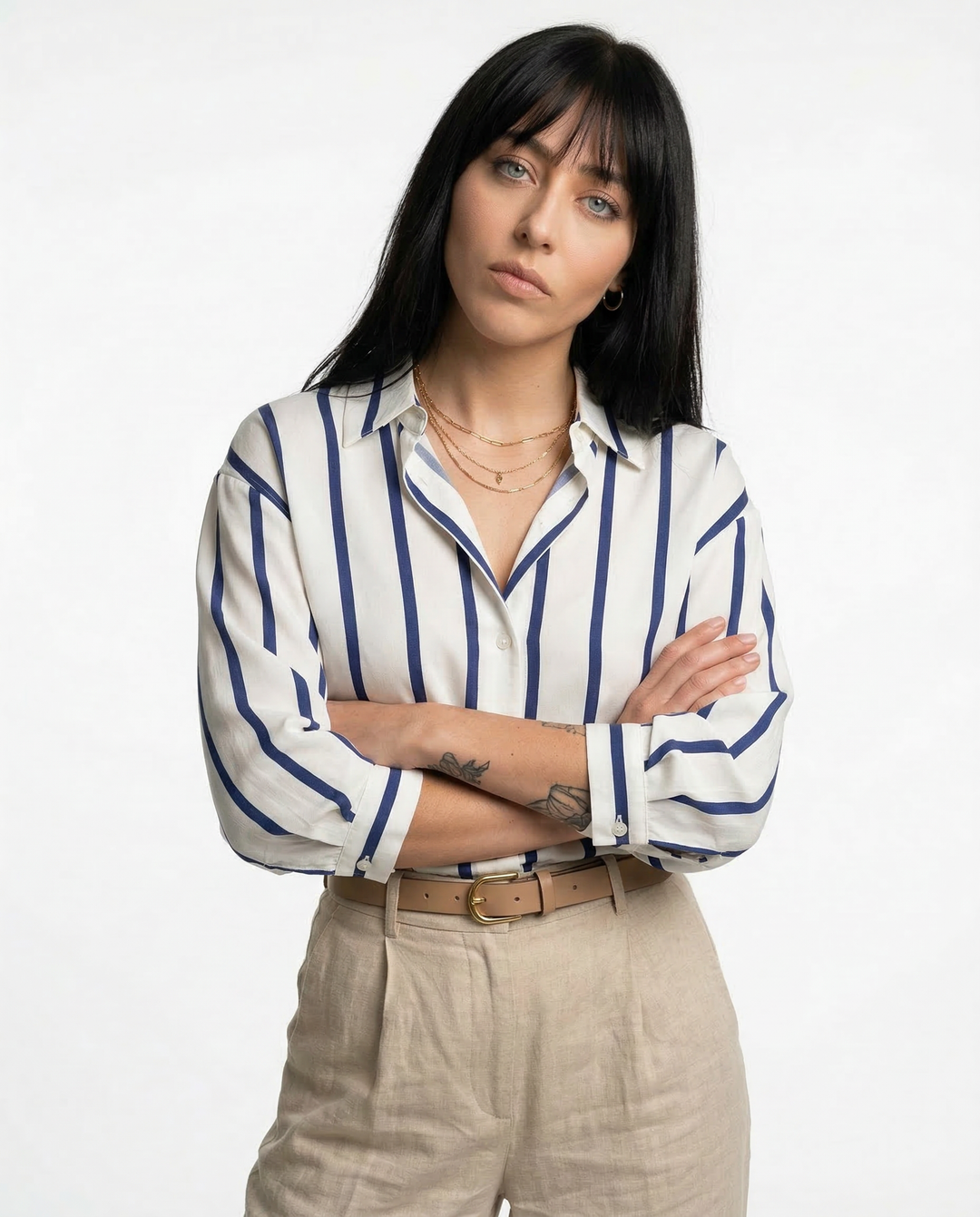 Olivia Bennet | Stripe Satin Blouse for Women