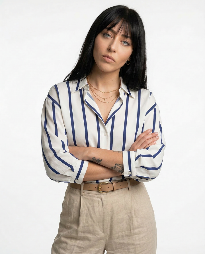 Olivia Bennet | Stripe Satin Blouse for Women
