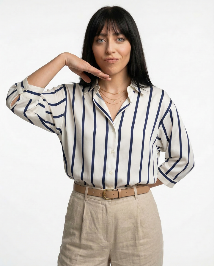 Olivia Bennet | Stripe Satin Blouse for Women