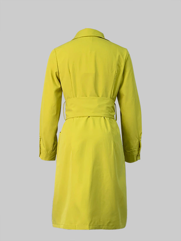 Olivia Bennet | Long Sleeves Solid Color Tied Waist Deep V-Neck Mini Dresses