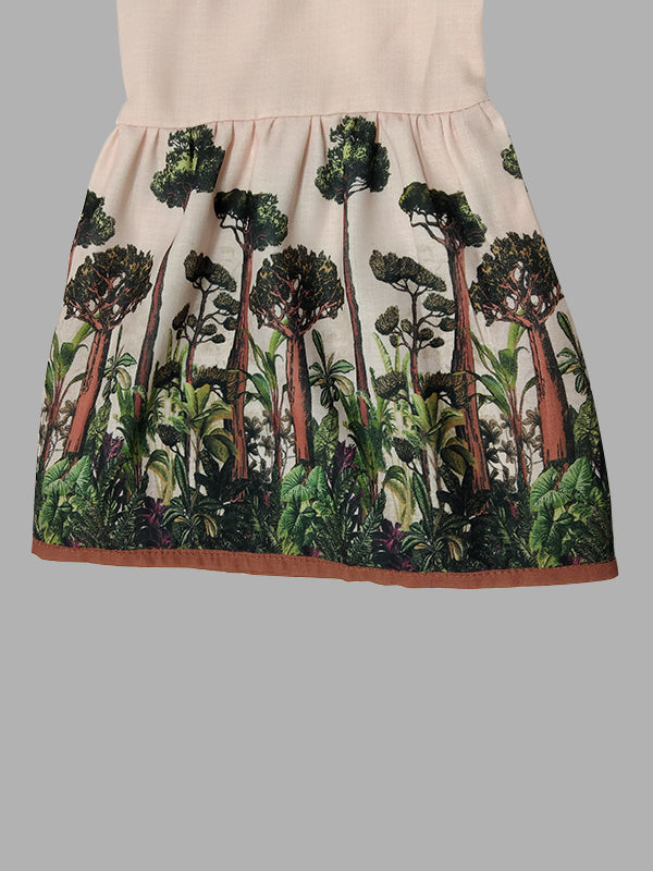 Olivia Bennet | Flared Sleeves Loose Leaves Print V-Neck Maxi Dresses