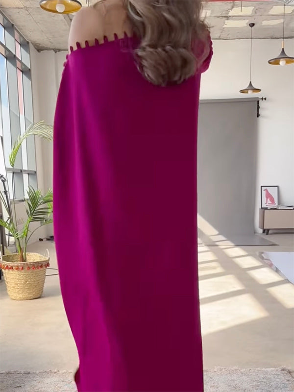 Olivia Bennet | H-Line Loose Buttoned Solid Color Maxi Dresses