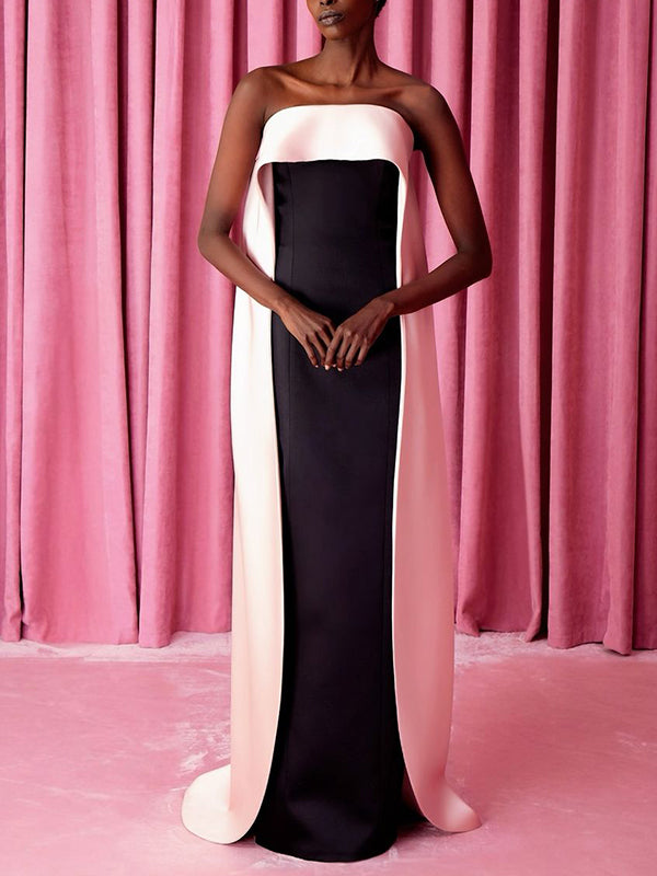 Olivia Bennet | Loose Sleeveless Contrast Color Tube Maxi Dresses
