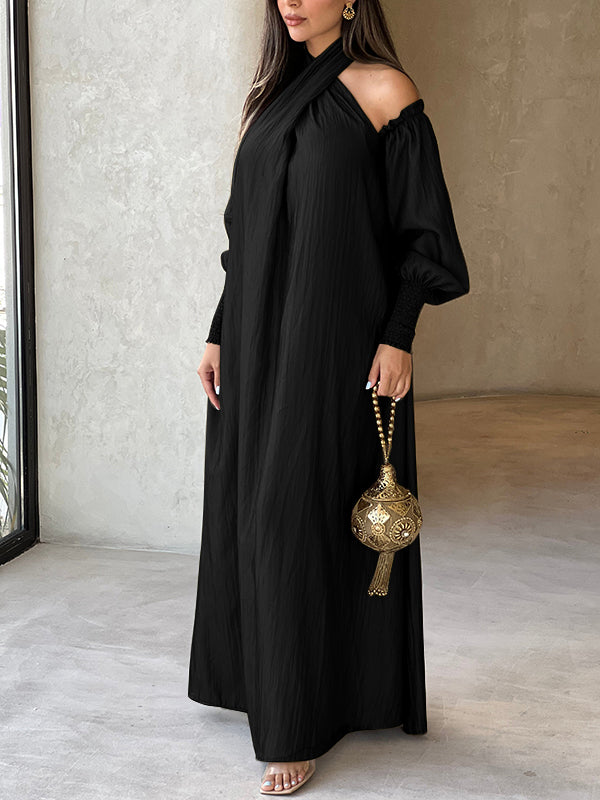 Olivia Bennet | Loose Solid Color Long Sleeves Maxi Dresses