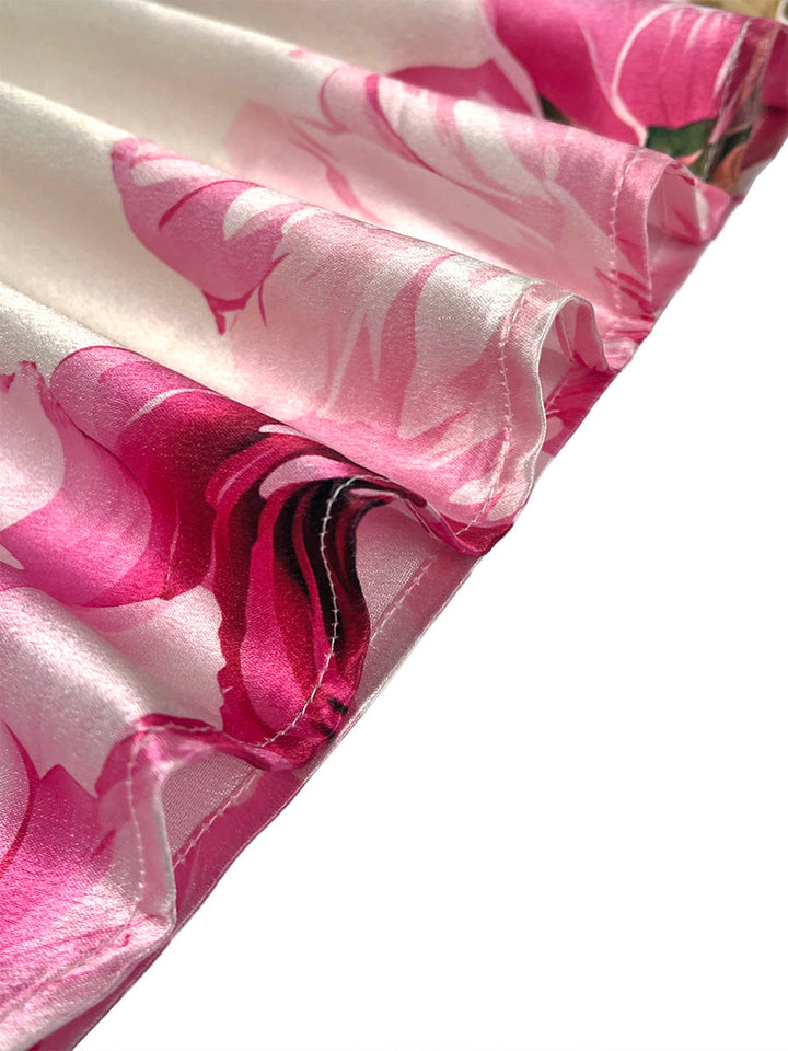 Olivia Bennet | A-Line Long Sleeves Elasticity Flower Print Pleated Mock Neck Maxi Dresses