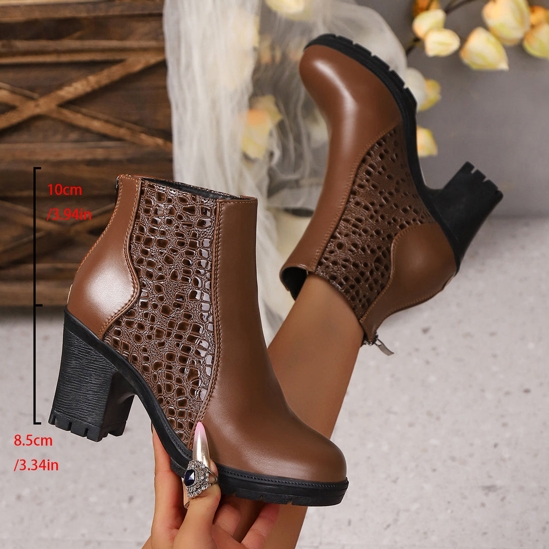 Clara Textured Heel Boots – Bold Style Effortless Comfort