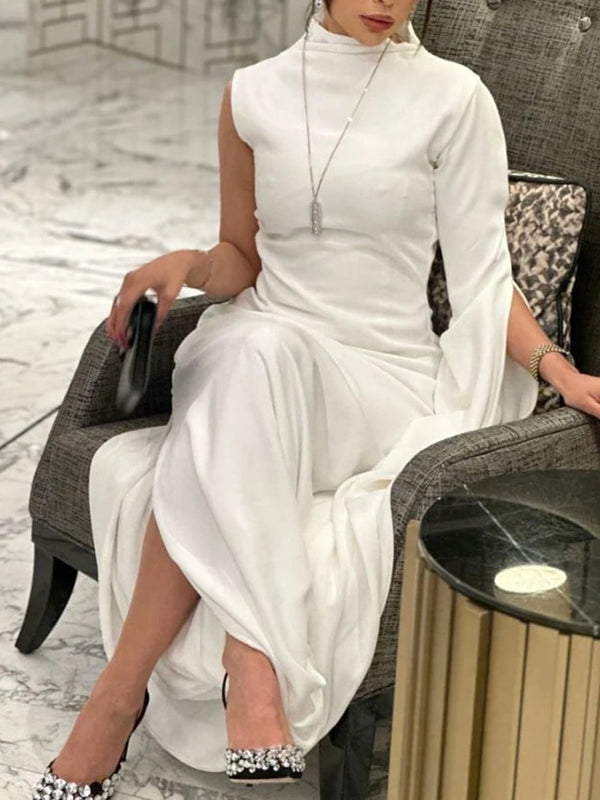 Olivia Bennet | Solid Color Split-Side All-Match Flying Sleeves Maxi Dresses
