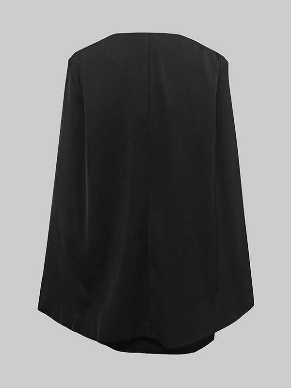 Olivia Bennet | Cape Split-Joint Tied Waist V-Neck Mini Dresses