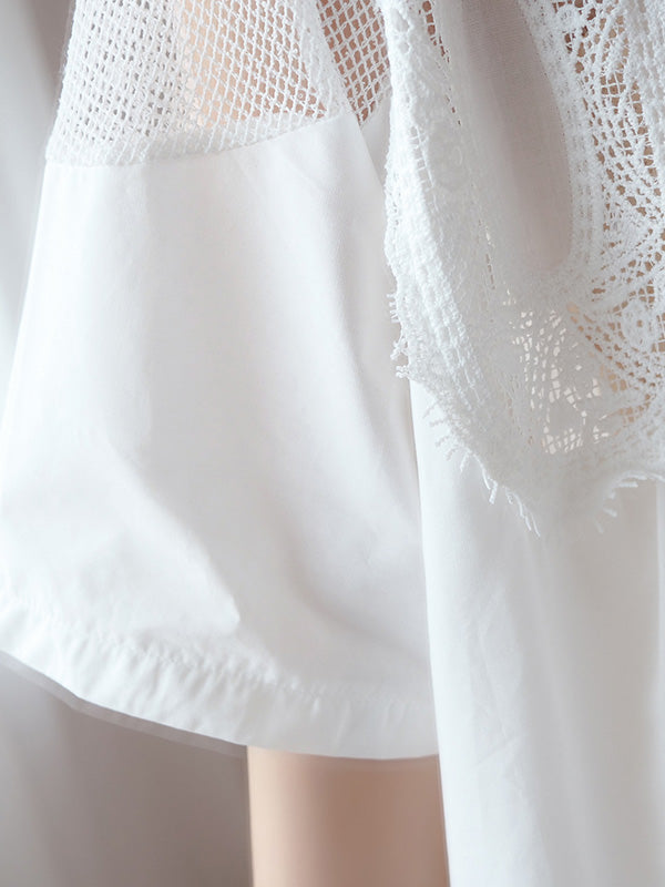Olivia Bennet | Original Solid Lace Split-Side Short Sleeve A-Line Mini Dress