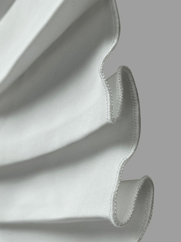 Olivia Bennet | Flared Sleeves Half Sleeves Pleated Split-Joint Round-Neck Midi Dresses