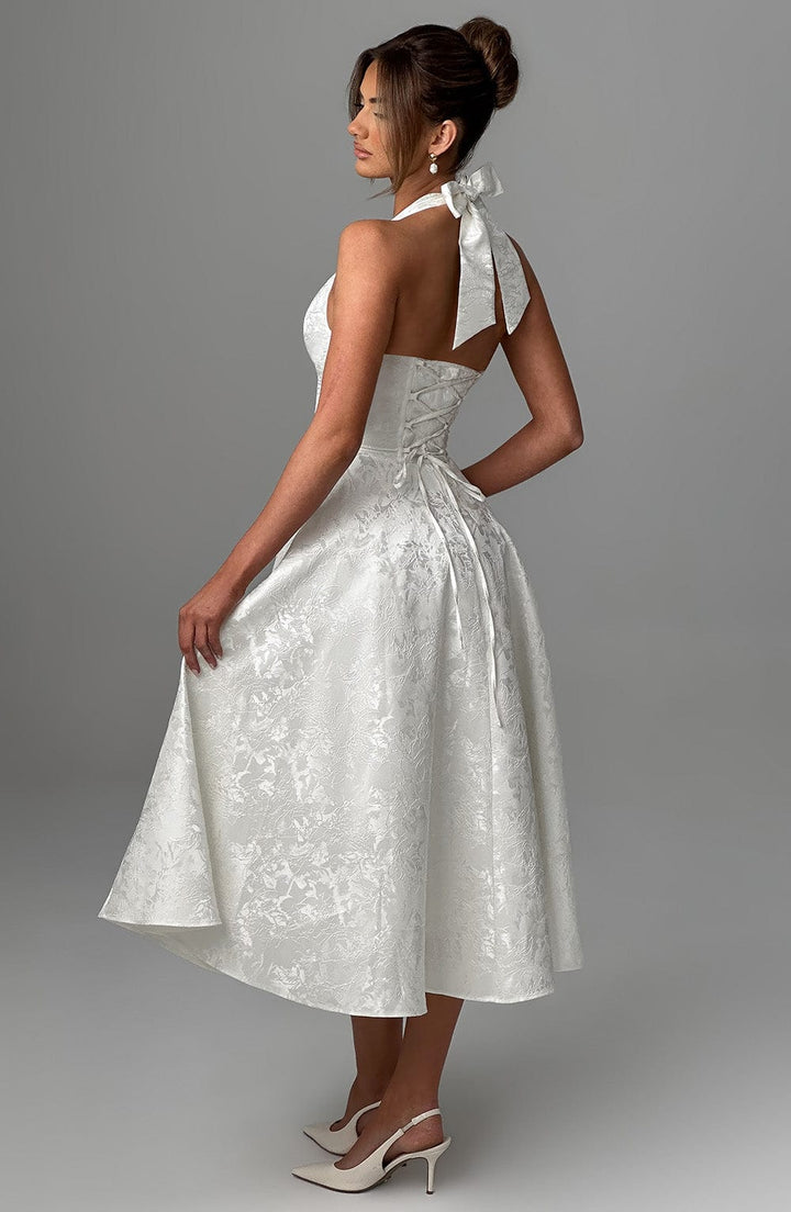 Women Wedding Guest Halter Midi Dress