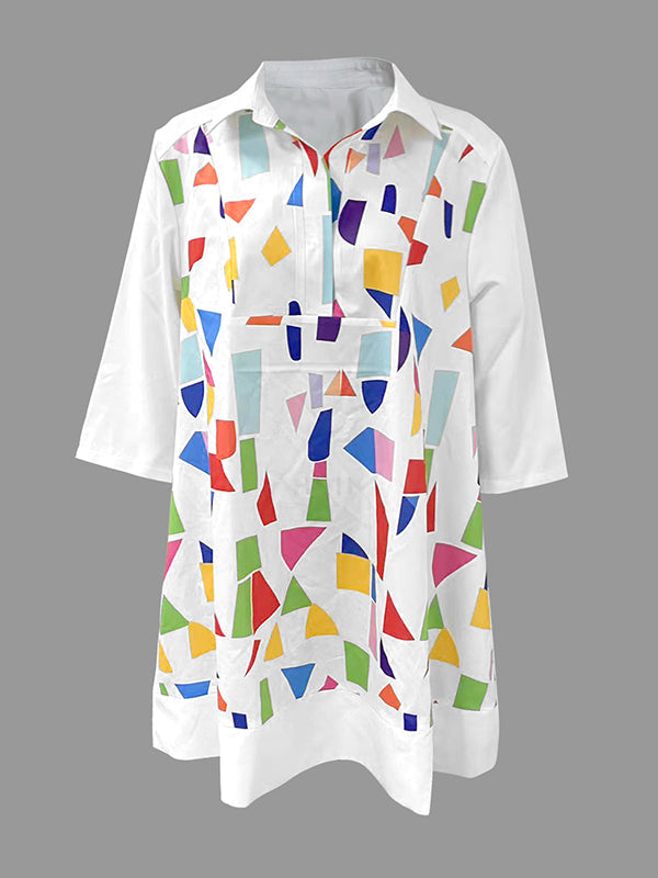 Olivia Bennet | A-Line Half Sleeves Contrast Color Stand Collar Mini Dresses